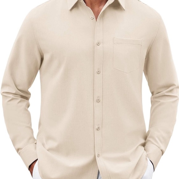 Coofandy Other - Men's Beige Long Sleeve Button Down Shirt